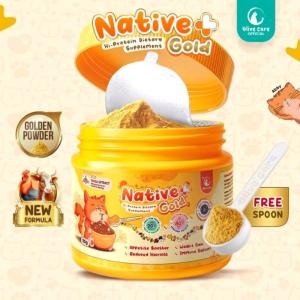 Olive Care Vitamin Kucing NATIVE+ GOLD Protein Tinggi 110gr GOLDEN POWDER untuk Penambah Nafsu Makan Berat Badan Gembul Glowing