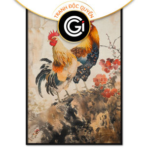 Tranh gà trốnggà mái phong thủy nghênh xuân cầu đại cát hạnh phúc viên mãnTranh treo tường dán tường.CGI-890