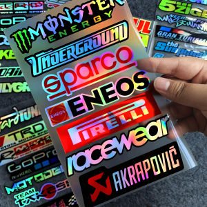 Laser Rainbow Sponsor Motorcycle Body Side Strip Moto Bike Helmet Sticker Fuel Tank Decals Accessories