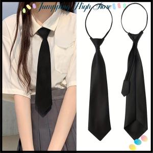 【Jumpping】 เสื้อแบบคลิปผูกเน็คไทแบบเรียบง่ายสีดำสำหรับทุกเพศเสื้อสูทเนคไทสำหรับผู้ชายผู้หญิงขี้เกียจเครื่องประดับเสื้อผ้า