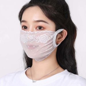 CRUSHES Breathable Sunscreen Veil Elastic Ultra-thin Cycling  Fashion Lace Design Face Cover For Women and Girls