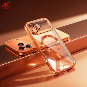 With Dust Plug Soft Plating for Magsafe Case for iPhone 17 Pro Max 17Pro iPhone 15 16 Pro Max 16Pro Transparent Shockproof Cover