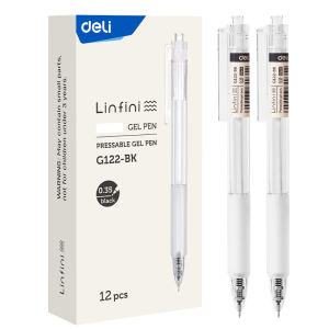Deli 12Pcs 0.35mm Ballpen Press Personal Gel Pen 0.5mm Full Needle Tube (black) 1Pc EG122-BK