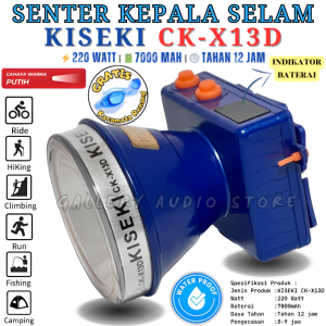 Senter Kepala Selam KISEKI CK-X13D 220W | Senter Selam Super Bright Cahaya Putih Super Terang Baterai 7000mAh Tahan Hingga 12 JAm [ Bonus Kacamata Renang dan Tasbih Digital ] | Gallery Audio