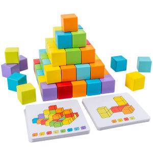 Balok Susun Mainan Anak - Mainan Montessori - Mainan Susun Balok Edukasi - Tumpuk Blok Bangunan - Balok Kayu Mainan Anak - 81-Thinking Build Block