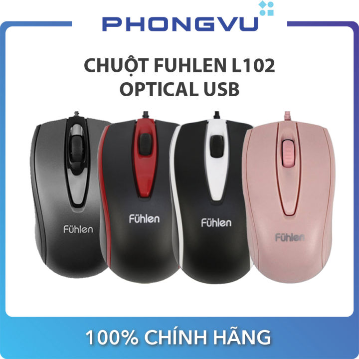 Chuột Fuhlen có dây L102 1000 DPI Optical USB (Đen) - Bảo hành 24 tháng