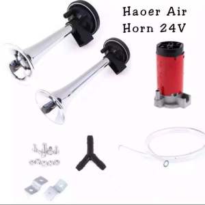 CPA 24V HAOER HORN SUPER LOUD DUAL TRUMPET AIR HORN KIT WITH COMPRESSOR FIT ANY 24V VEHICLES (6245)