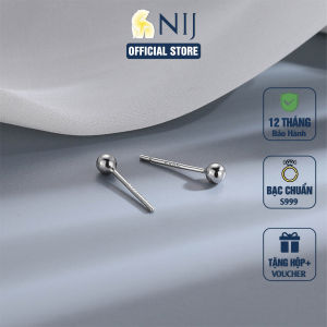Bông Tai Đầu Tròn Bạc Nguyên Chất S999