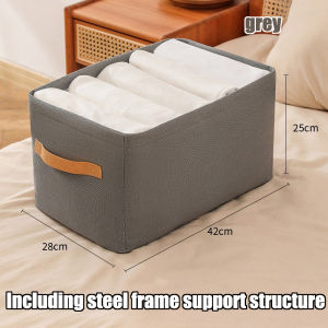 Thickened Foldable Storage Box Steel Frame Clothes Pants Kids Toy Storage Bag Home Storage Bag Wardrobe Storage Box Tempat Susun Baju