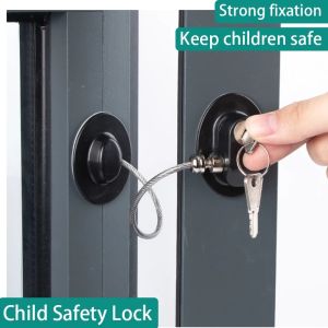 Available 3M Kids Safety Lock Childrens Window Refrigerator Limit Lock with Stainless Steel Key Cylinder Baby Safety black/white