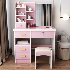 LZ-Dressing Table Bedroom Sliding Mirror Can Hide Modern Simple and Light Luxury Girls Makeup Table Storage Cabinet Desk Integrated