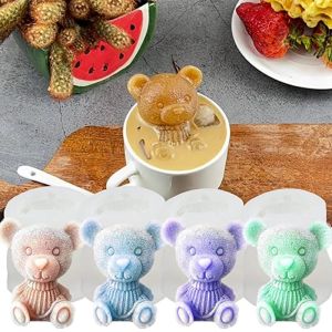 3D Rose & Teddy Bear Shape Silicone Ice Mold Icecube Maker Chocolate Mousse Mold DIY Soap Mould Whiskey Ice Hockey Coffee Juice Cake Decor