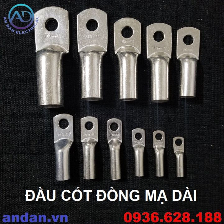 Đầu cốt đồng mạ dài, đầu cos mạ dài M16 M25 M35 M50 M70 M95 M120 M150 M185 M240 M300,  cosse đồng dài 16mm2 25mm2 35mm2 50mm2 70mm2 95mm2 120mm2 150mm2 185mm2 240mm2 300mm2