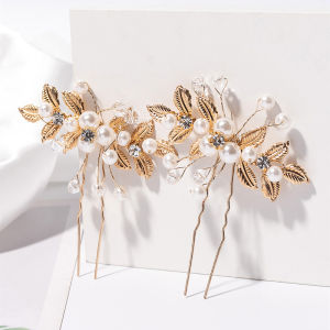 baoda Christmas Gift Ancient Retro Flower Leaf Hair Clips U-Shaped Hairpin Ancient Style Hanfu Accessories Wedding Performance Small Hairpin Bridal Headwear