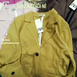 Áo khoác blazer dáng ngắn freesize có đệm vai túi thật style dễ thương