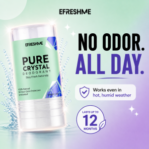Efreshme Natural Crystal Guard Mineral Deodorant Stone - Unscented Body Odor BO Protection Tawas 120g No White Stains