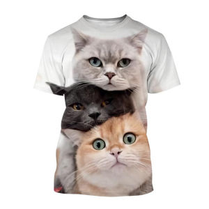Cute Cat 3d Print Tshirts For Men Women Animal Summer Harajuku Short Sleeves Tops T Shirt Round Neck Clothing