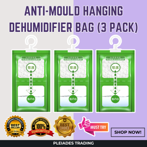 Top Seller ANTI-MOULD HANGING DEHUMIDIFIER BAG (3 PACK) | Effective Odor and Humidity Remover for Closet Wardrobe and Storage Room | Keeps Clothes Fresh and Dry | Efficient Humidity Control & Anti-Mould Technology | Long-Lasting Hanging Moisture Remover