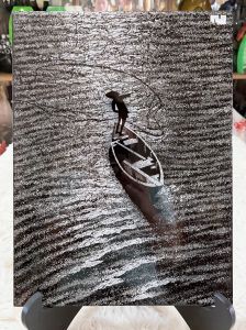 Tranh sơn mài - ĐỒNG QUÊ & CÔ GÁI ÁO DÀI VIỆT NAM cẩn trứng nổi size 30x40 cm