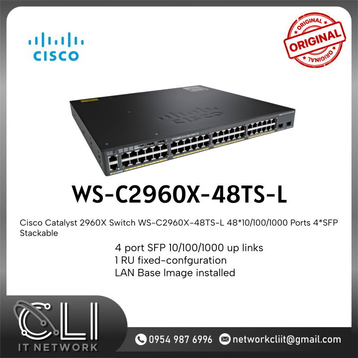 Cisco Catalyst 2960X Switch WS-C2960X-48TS-L 48*10/100/1000 Ports 4*SFP ...