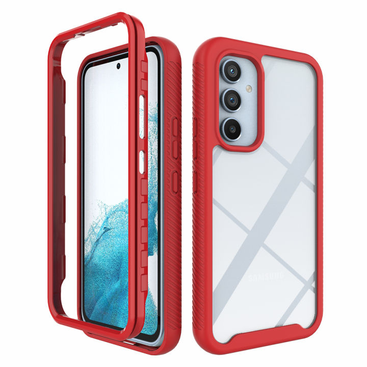 Galaxy A54 5G Case, Dual Layer Transparent Back Rugged Bumper Case