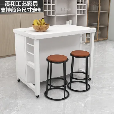 Nordic kitchen in the island table marble sideboard modern storage cabinets movable open lockers.