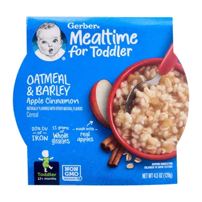 Gerber Mealtime For Toddler Food - Oatmeal And Barley Apple Cinnamon Baby Food 12+M