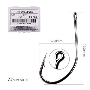 DANGSTORA Durable Stainless Steel Black Nickle Lure Hooks Carp Fly Fishing Hook Sea Pint Hook Carbon Steel Big Long Shank Barbed Fishing Hooks Off-set Fishing Hook Flattened Sharped Fishhooks