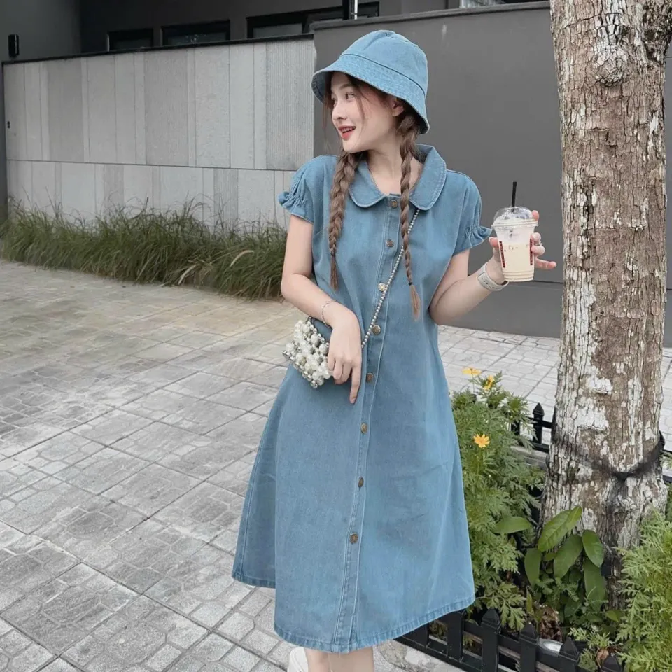 Chân váy kẻ sọc màu xanh phong cách Nhật Bản - sakurafashion.vn