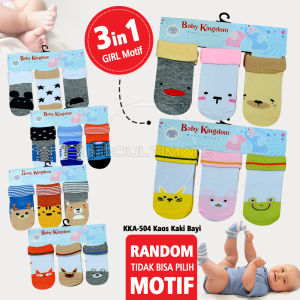 3in1 Kaos Kaki Bayi 0-6 Bulan KKA-504 KKA-505 Baby Sock Sarung kaki Bayi Perempuan Laki Laki Baru Lahir Motif Karakter Lucu Pelindung Kaki bayi Kaos Kaki Bayi Cewek Cowok