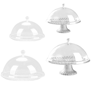 Cổ Điển Châu Âu bao phủ tấm với nắp trong suốt tráng miệng bằng nhựa khay cho preservations và thanh lịch nhà giải trí