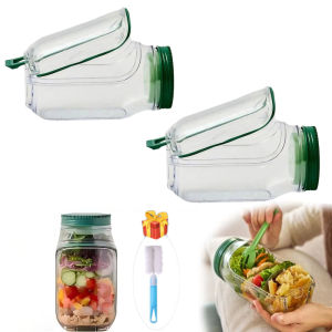 KEBETEME Leakproof Plastic Salad Pod Jar 1000ml Vertical Layering Salad Container with Side-opening Cover Portable Breakfast Fruit Keep Fresh Storage Box for Picnic Home Office Travel