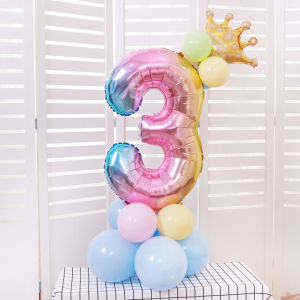 Zaman Now - Balon Angka Ulang Tahun Standing / Set Balon Mahkota Foil / Dekorasi Balon Nomor untuk Pesta