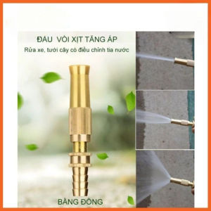 Đầu vòi xịt mini tăng áp lực nước đa năng bằng đồng tưới cây rửa xe kèm đai xiết