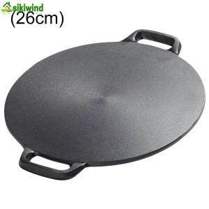 10.2/11/11.8/12.6/13.4 Inch Grill Pan with Handles Cast Iron Round Griddle Non Stick for Home Party Travel and Outdoor