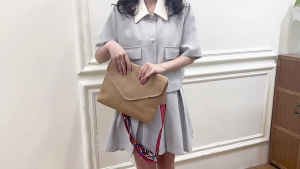 Womens Envelope Bag PU Leather Bag Satchel Bag Fashion Guitar Strap Single Bag Shoulder Bag Crossbody Bag