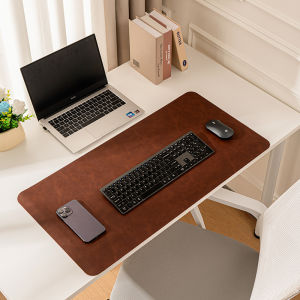 Oversized Crazy Horse Grain Leather Desk Pad Waterproof Oilproof PU Mouse Mat Anti-Slip Bottom Dual Use Desk Protector for Laptop Office Gaming