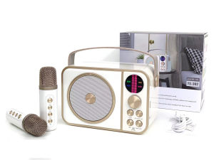 YS-302 Bluetooth Speaker with mic Wireless Bluetooth Dual Microphone Karaoke Speaker 3D Stereo Amplifier party