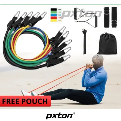 PXTON - Resistance Bands 11 in 1 Set Tali Pembantu Fitness Gym / Alat olah raga / Resistance Bands 11 in 1 Set Tali Pembantu Fitness Gym Power 024-10 / STRETCHING PULL UP YOGA FITNESS