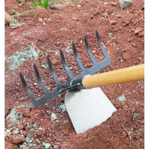 2in1 Cangkul Galvanis Garukan Tanah Kuat Anti Copot Alat Penyiang Gulma Garu Alat Pertanian Manual