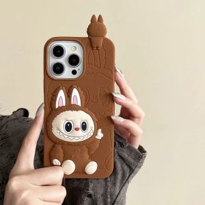 💗Internet celebrity trend+In stock+COD Cute 3D Labubu Soft Silicone Phone Case For iPhone 16 Pro Max 15 Pro Max 14 13 Pro Max Shockproof Bumper Back Cover