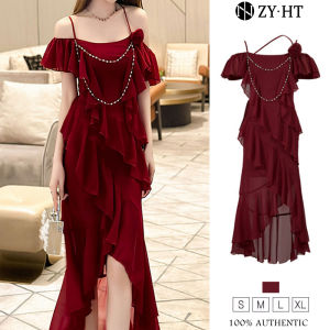 ZYHT EraVogue Womens Dresses Red Dresses Fish Tail Dresses Shoulder Spa Dresses Work Dresses High-class Dresses Vintage Dresses Event Dresses Party Dresses Evening Dresses 50848