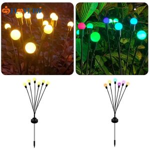 ✨Original Product+FREE Shipping✨ 2 Styles Solar Powered Swaying Round Ball Lawn Light/ ABS Plastic Rainproof Fireflies Landscape Lamp/ Yard Pathway Decorative Ground Plug Light
