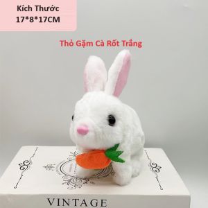 Đồ chơi chú Thỏ Cà Rốt bông biết nhảy biết kêu bibi vẫy tai xinh cho bé - Tặng Pin