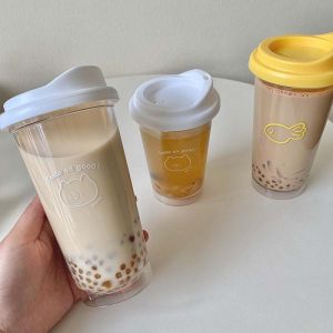 Korea Simple Iced American Coffee Cup Tritan Plastic Water Bottle For Women Transparent Coffee Cup Office Milk Matcha Tea Drink2026