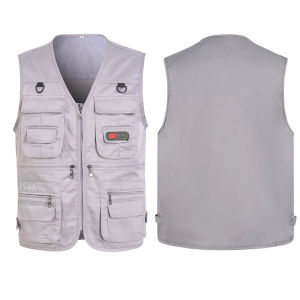 เสื้อกั๊กสำหรับผู้ชาย เสื้อกั๊กยามว่างกลางแจ้ง เสื้อกั๊กมัลติพ็อกเก็ต ชุดทำงาน สะดวกสบาย ระบายอากาศได้ สามารถสวมใส่สี่ฤดูกาลได้