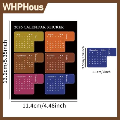 WHPHous NEW DIY 2026 Calendar Stickers Multi-functional Colorful Planner Stickers Removable Durable Bookmark Office