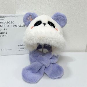 oqewpi หมวกกันหนาวเด็ก หมวกกันหนาว สวย อบอุ่นและอบอุ่น ผ้าพันคอตุ๊กตาหมีแพนด้า น่ารักน่ารักๆ นุ่มนุ่มๆ หมวกหูหมี การ์ตูนลายการ์ตูน หนาขึ้น ผ้าพันคอแพนด้าผ้าพันคอ เสื้อผ้าแนวสตรีท