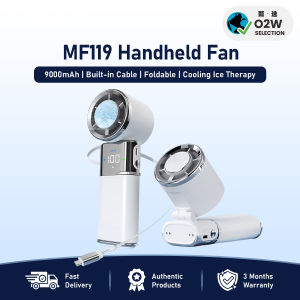 MF119 Ultra Portable Handheld Fan Strong Wind 1-100 Level Adjustment LED Display Screen Semiconductor Cooling Fan 9000mAh Long Battery Life Rechargeable Turbo mini Fan Suitable for Travel Work Commuting Outdoor Sports