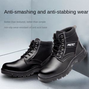 Safety shoes mens anti-smashing anti-piercing steel toe cap work boots safety protective shoes fash